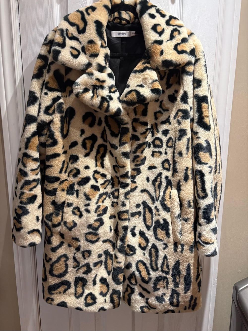Ricki's Leopard Print Faux Fur Jacket - Beige Black Tan